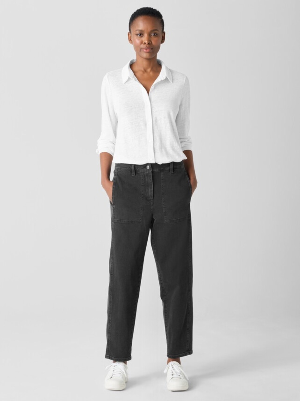 Eileen Fisher Cotton Stretch Denim Lantern Jean - M